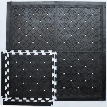 Set Of Four Square Interlocking Black Rubber Indoor Outdoor Mats