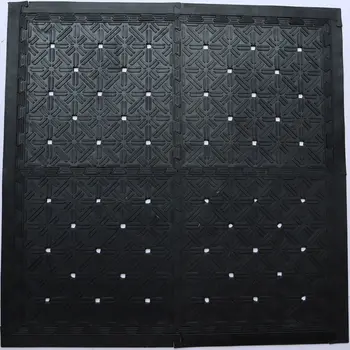 Set Of Four Square Interlocking Black Rubber Indoor Outdoor Mats