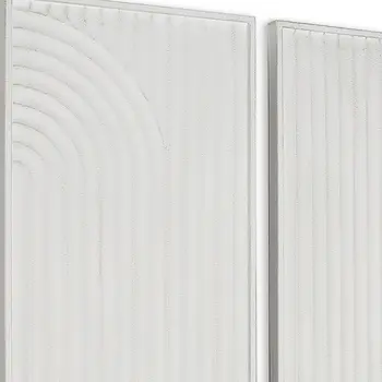 Set of Two White Metal Abstract Hanging Dimensional Sculptures