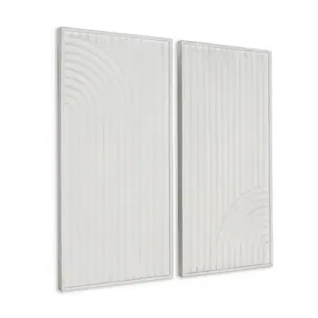 Set of Two White Metal Abstract Hanging Dimensional Sculptures