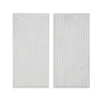 Set of Two White Metal Abstract Hanging Dimensional Sculptures