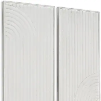 Set of Two White Metal Abstract Hanging Dimensional Sculptures