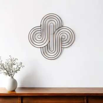20" X 20" Bronze Metal Abstract Geometric Hanging Dimensional Sculpture