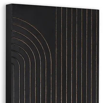 Set of Two 36" X 12" Black Carved Wood Hanging Dimensional Sculptures