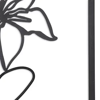 20" X 14" Black Metal Abstract Female Face Hanging Dimensional Sculpture