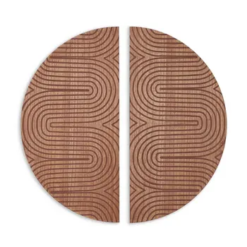 Set of Two Brown Wood Hanging Dimensional Sculpture
