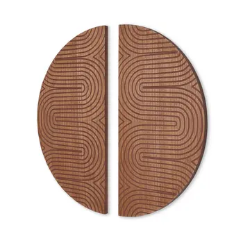 Set of Two Brown Wood Hanging Dimensional Sculpture