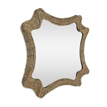 37" Brown Abstract Metal Framed Accent Mirror