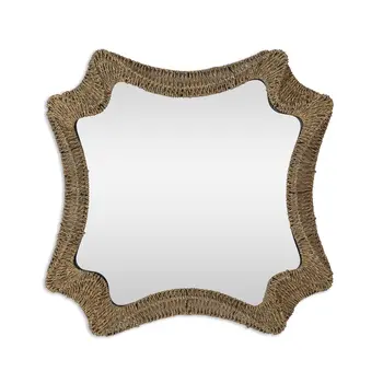37" Brown Abstract Metal Framed Accent Mirror