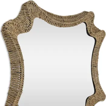 37" Brown Abstract Metal Framed Accent Mirror