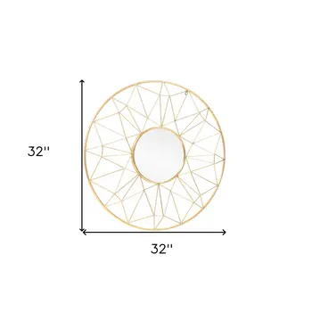 32" Gold Metal Round Accent Mirror