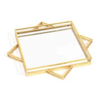 24" Gold Metal Geo Square Accent Mirror