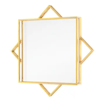 24" Gold Metal Geo Square Accent Mirror