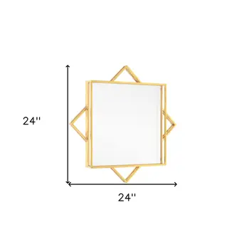 24" Gold Metal Geo Square Accent Mirror