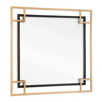 22" Gold And Black Metal Multi Square Accent Mirror