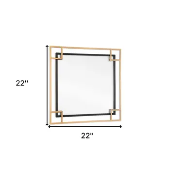 22" Gold And Black Metal Multi Square Accent Mirror