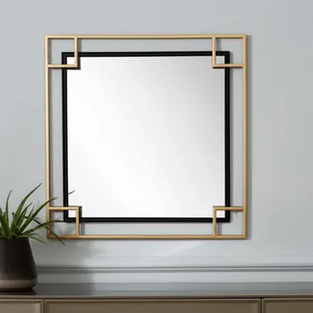 22" Gold And Black Metal Multi Square Accent Mirror