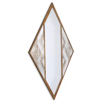 38" Brass And Silver Mixed Metal Diamond Accent Mirror
