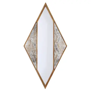 38" Brass And Silver Mixed Metal Diamond Accent Mirror