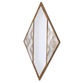 38" Brass And Silver Mixed Metal Diamond Accent Mirror