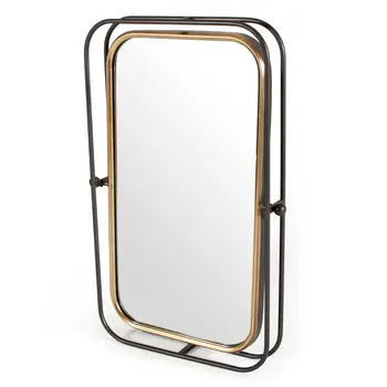28" Black And Gold Metal Tilting Accent Mirror