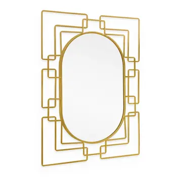 36" Gold Metal Geometric Oval Accent Mirror