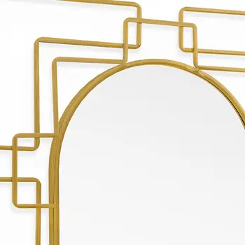 36" Gold Metal Geometric Oval Accent Mirror