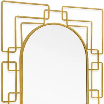 36" Gold Metal Geometric Oval Accent Mirror