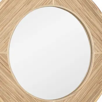 34" Brown Rattan Round Accent Mirror