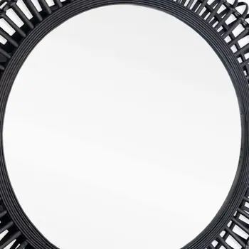 31" Black Bamboo Pierced Round Accent Mirror