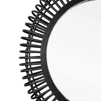 31" Black Bamboo Pierced Round Accent Mirror