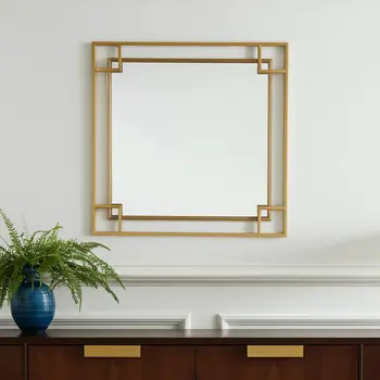 22" Gold Metal Square Accent Mirror