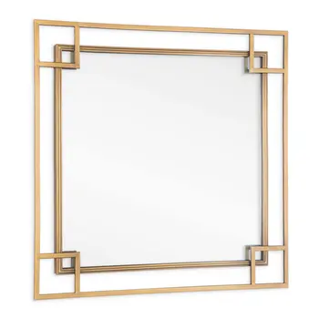 22" Gold Metal Square Accent Mirror