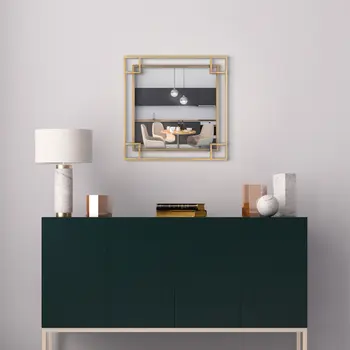 22" Gold Metal Square Accent Mirror