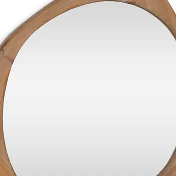 32" Brown Abstract Wood Framed Accent Mirror