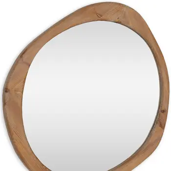 32" Brown Abstract Wood Framed Accent Mirror