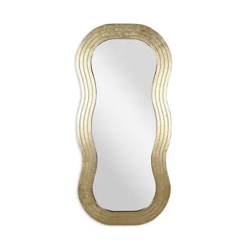 48" Gold Wood Abstract Accent Mirror