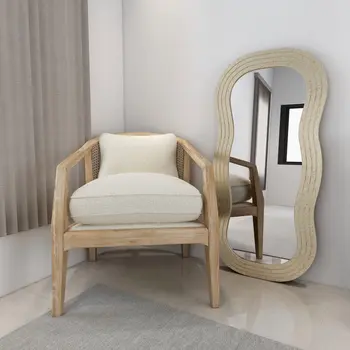 48" Gold Wood Abstract Accent Mirror