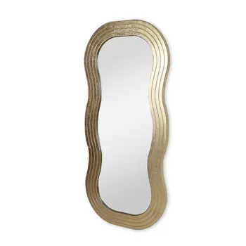 48" Gold Wood Abstract Accent Mirror
