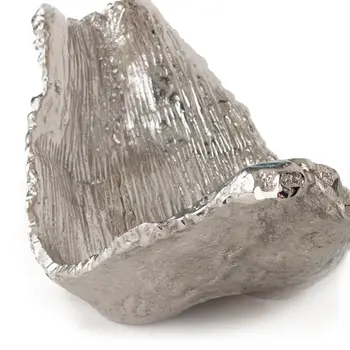 11" Silver Aluminum Organic Shaped Decorative Bowl