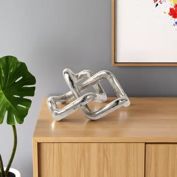 7" Silver Aluminum Geometric Knot Tabletop Sculpture