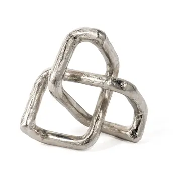 7" Silver Aluminum Geometric Knot Tabletop Sculpture