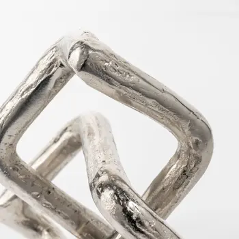 7" Silver Aluminum Geometric Knot Tabletop Sculpture