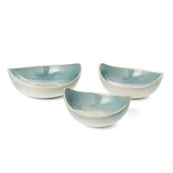 Set of Three Blue And White Ceramic Decorative Bowl