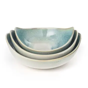 Set of Three Blue And White Ceramic Decorative Bowl