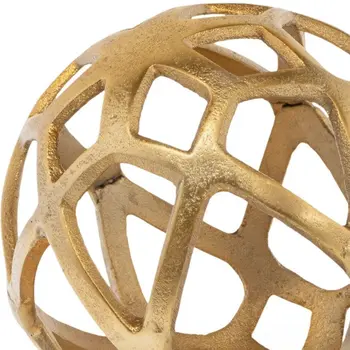 7" Gold Aluminum Geo Orb Tabletop Sculpture