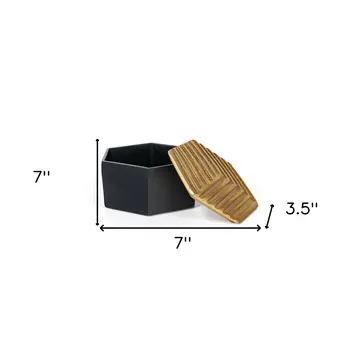 7" Black And Gold Aluminum Decorative Keepsake Box