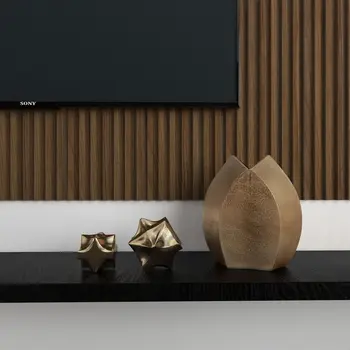 5" Gold Aluminum Faceted Orb Tabletop Sculpture