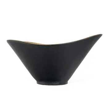 15" Black And Gold Aluminum Decorative Bowl