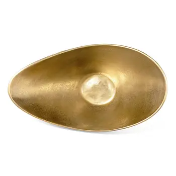15" Black And Gold Aluminum Decorative Bowl
